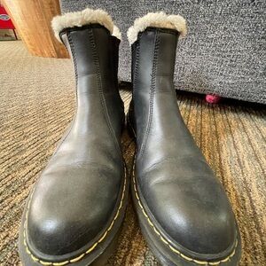 Dr. Martens Black Winter Boots with Cream Lining